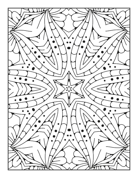 Pagina da colorare di mandala per adulti e libro da colorare di mandala con contorno disegnato a mano per bambini line art