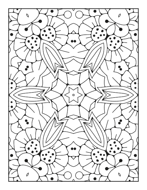 Pagina da colorare di mandala per adulti e libro da colorare di mandala con contorno disegnato a mano per bambini line art