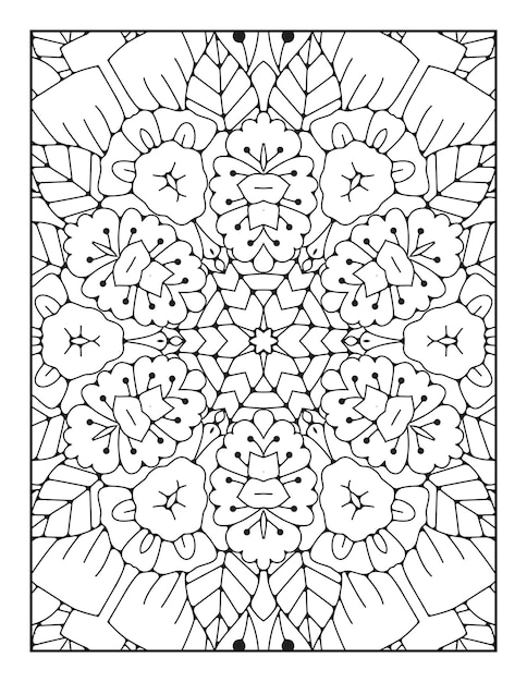 Mandala coloring page for adults and hand drawn outline mandala coloring book for kids line art