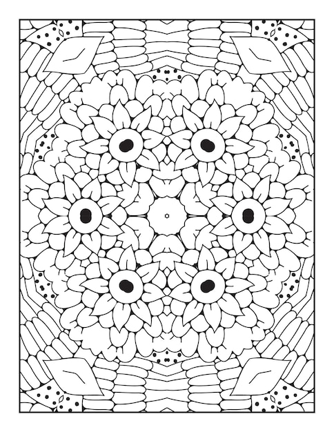Mandala coloring page for adults and hand drawn outline mandala coloring book for kids line art