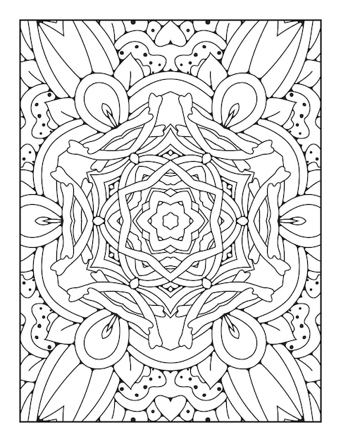 Pagina da colorare di mandala per adulti e libro da colorare di mandala con contorno disegnato a mano per bambini line art