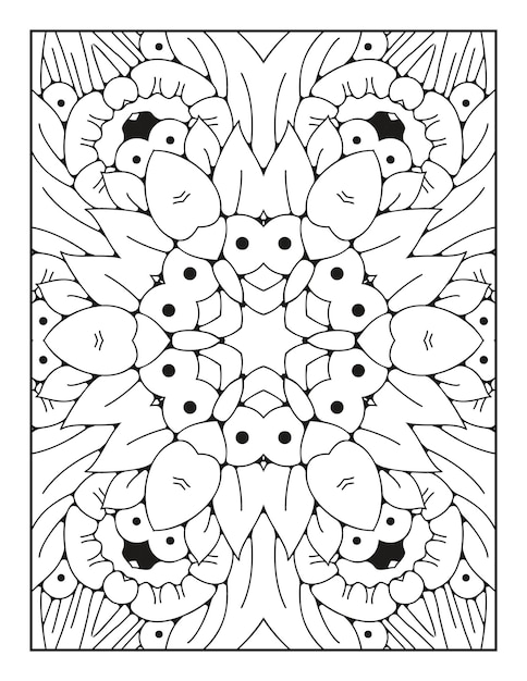 Mandala coloring page for adults and hand drawn outline mandala coloring book for kids line art