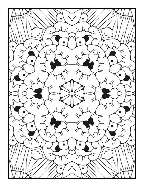 Pagina da colorare di mandala per adulti e libro da colorare di mandala con contorno disegnato a mano per bambini line art