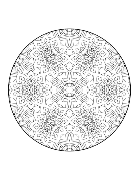 Pagina da colorare di mandala per adulti e libro da colorare di mandala con contorno disegnato a mano per bambini line art