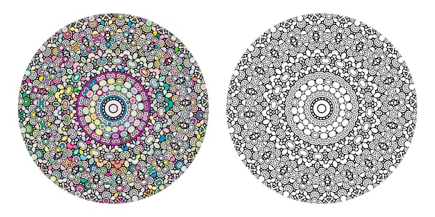 Mandala Coloring Page for Adults With Abstract Colorful Ornamental Mandala