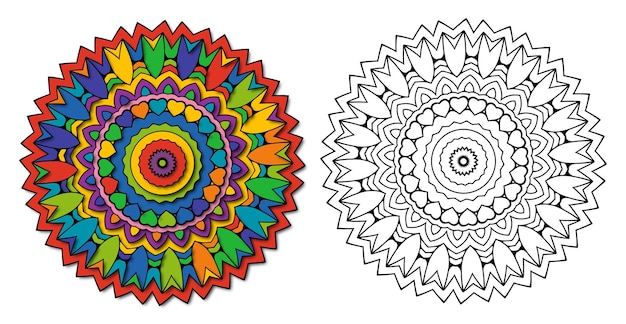 Mandala da colorare per adulti con mandala ornamentale colorata astratta