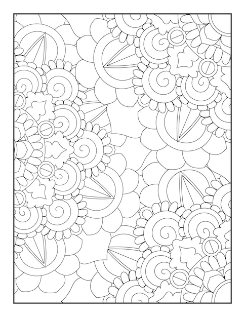 Mandala coloring page. Floral coloring page.