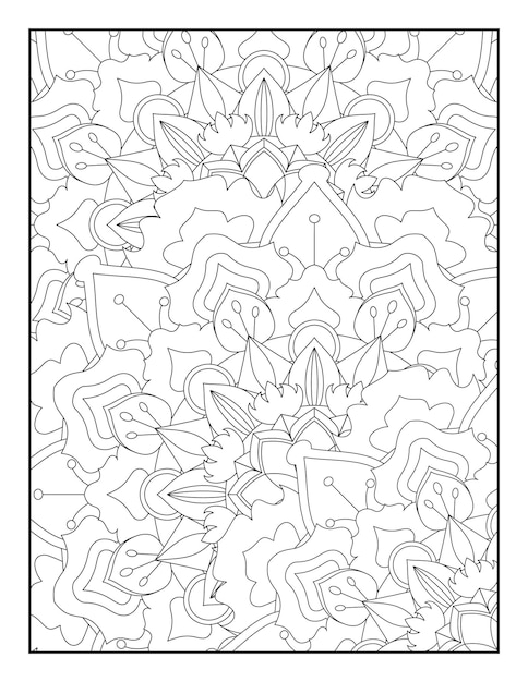 Mandala coloring page. Floral coloring page.