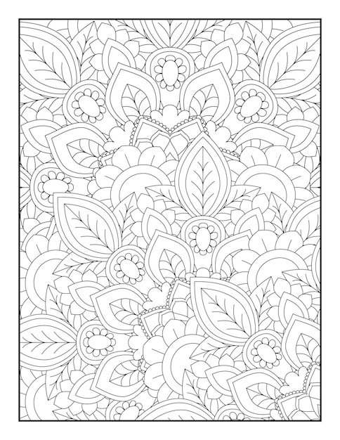 Mandala coloring page. Floral coloring page.