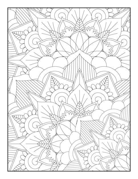 Mandala coloring page. Floral coloring page.