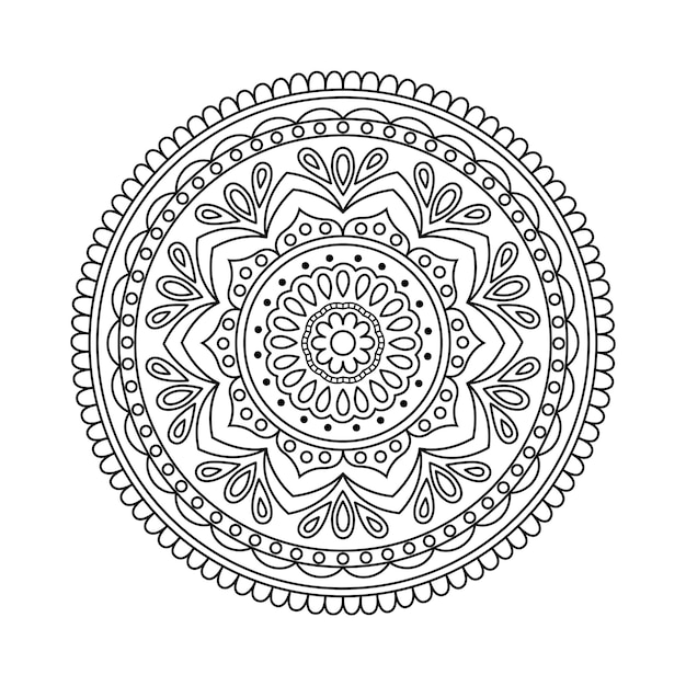 Mandala per la colorazione. modello rotondo con elementi decorativi. decorazione per libro, design, illustrazione, giochi, relax e meditazione.