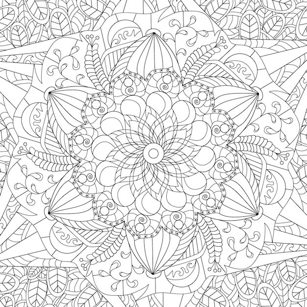 Mandala da colorare vettore per adulti