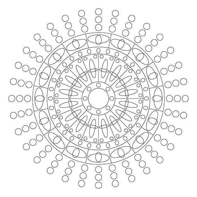 민족 동양 스타일 벡터 일러스트 레이 션 색칠 공부 페이지의 만다라 장식 장식