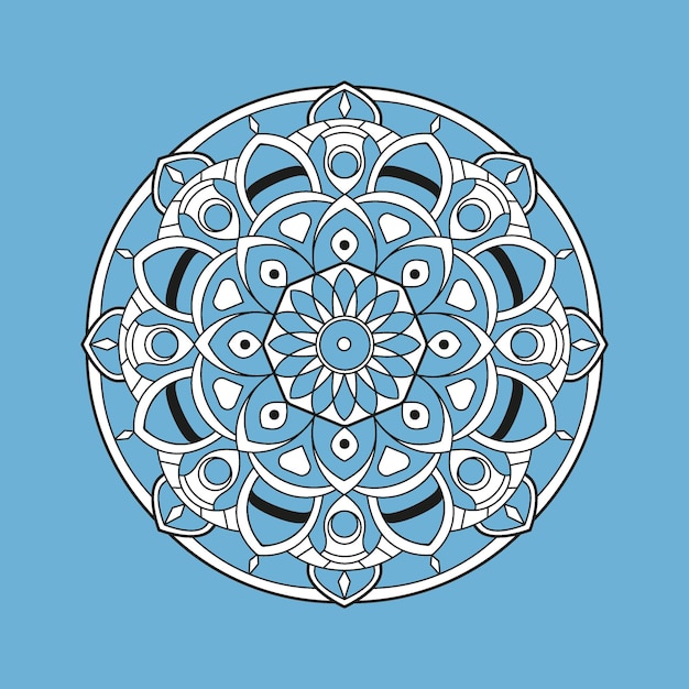 Mandala decorative round ornament on a blue background