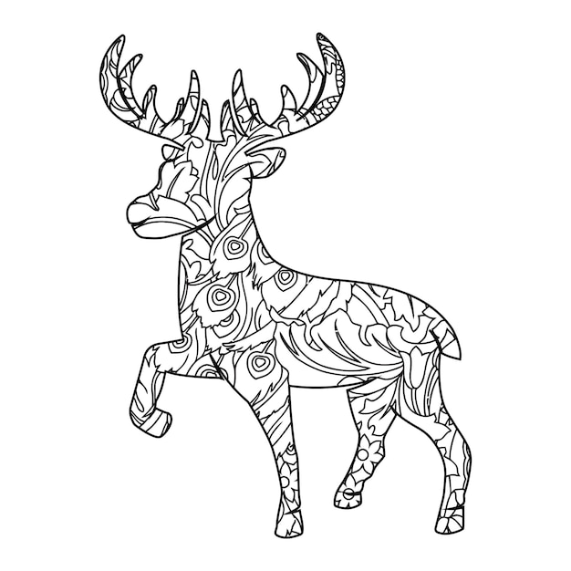 Mandala Deer coloring page for kids