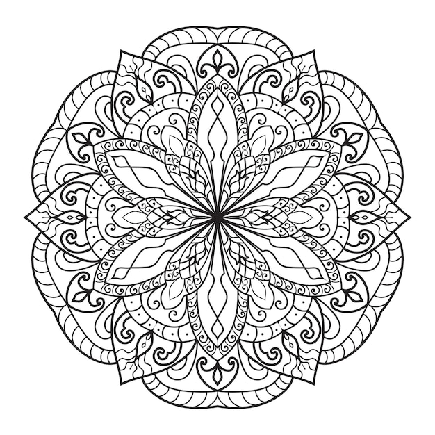 Mandala design for adult coloring page. decorative round ornament.