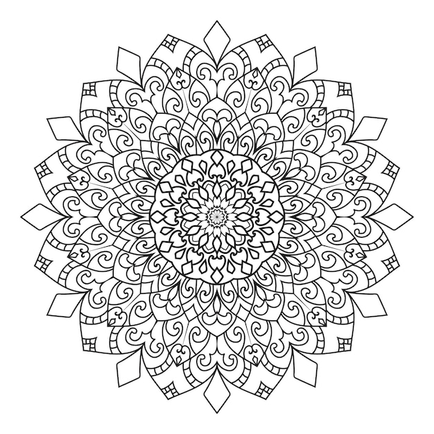 Mandala design for adult coloring page. decorative round ornament.