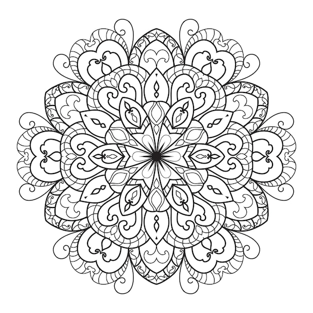 Mandala design for adult coloring page. decorative round ornament.