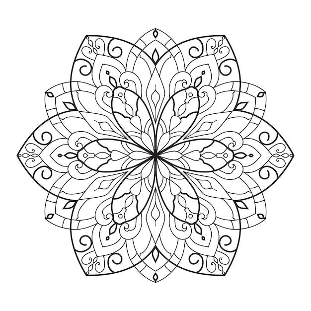 Mandala design for adult coloring page. decorative round ornament.