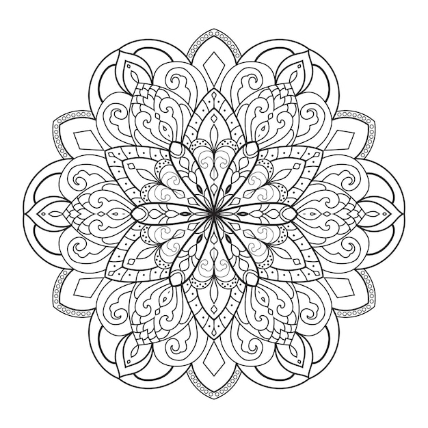 Mandala design for adult coloring page. decorative round ornament.