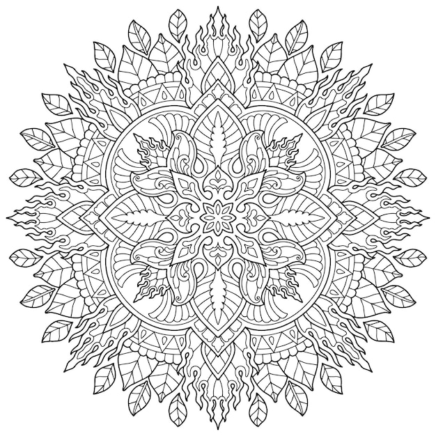 Mandala design for adult coloring page