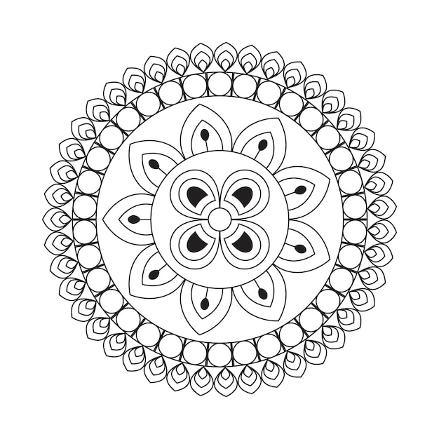 Mandala design motivo decorativo decorazione fiocco di neve su nero flower pattern design