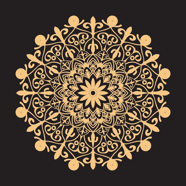 Mandala Design Decorative Pattern Decoration Snowflake on black