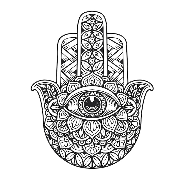 Mandala design. simbolo di hamsa