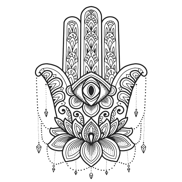 Vettore mandala design. simbolo di hamsa