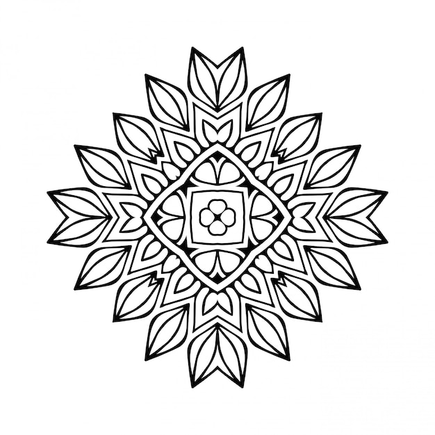 Vettore disegno mandala. lineart, elementi decorativi