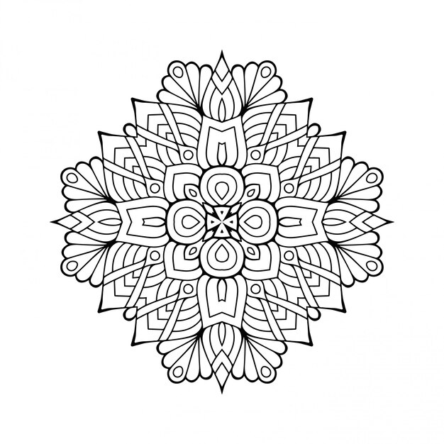 Disegno mandala. lineart, elementi decorativi