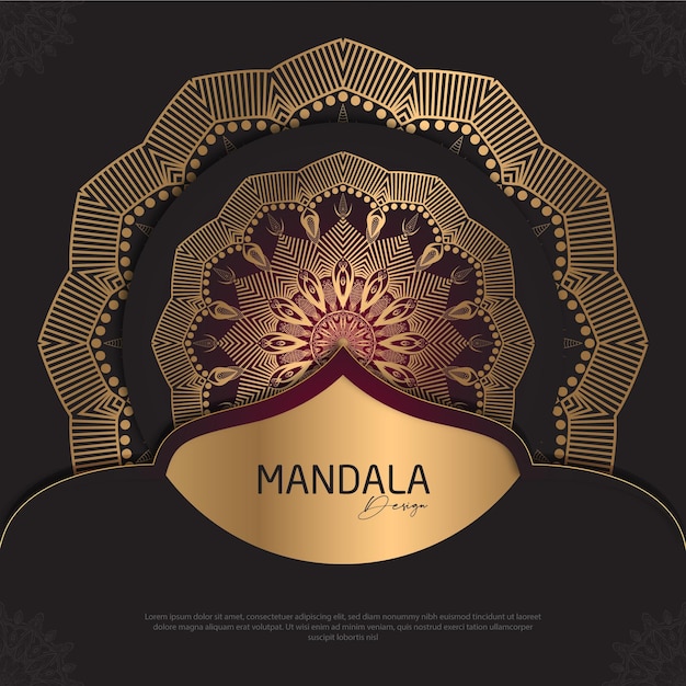 Vector mandala design round luxury design golden brush text