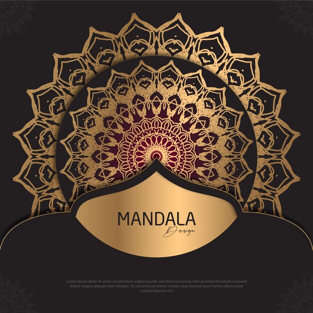 Vector mandala design round luxury design golden brush text