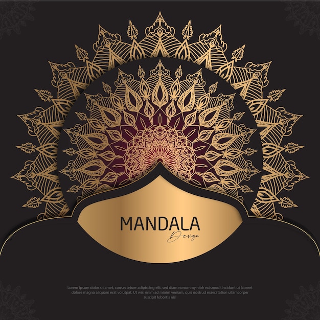Mandala design round luxury design golden brush text
