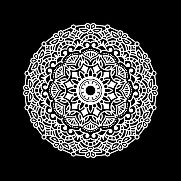 Mandala design template with black background