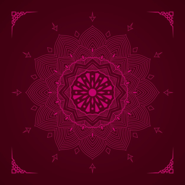 Mandala design with pink color and gradient red background