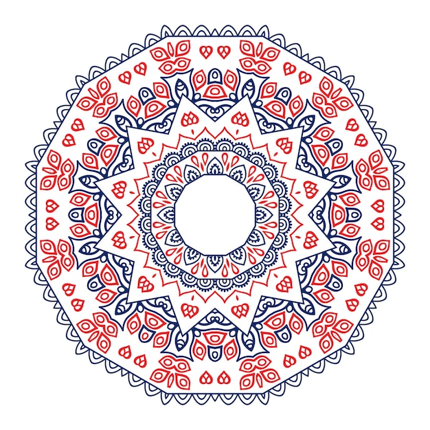 Design mandala con colore bandiera usa e modello colorato in stile vintage