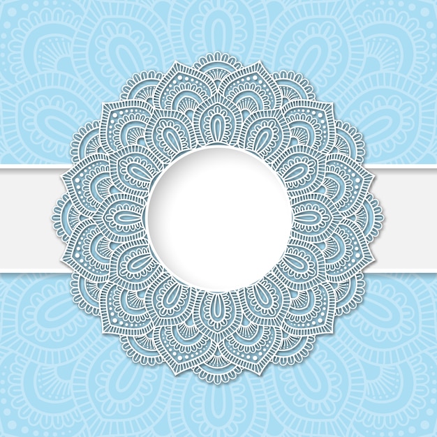 Vector mandala-document kader met beige achtergrond.