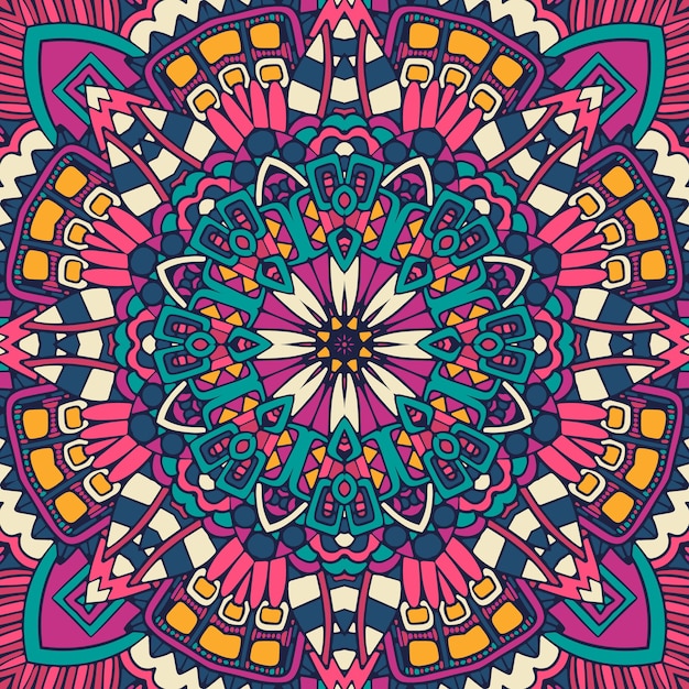 Mandala doodle bloem. abstract geometrisch naadloos patroon