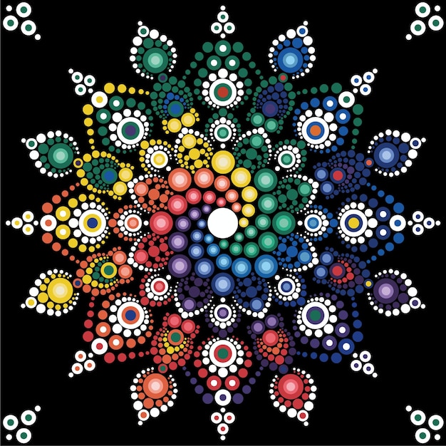 Mandala Dot Art Paintings Vivid Colors Pointillism