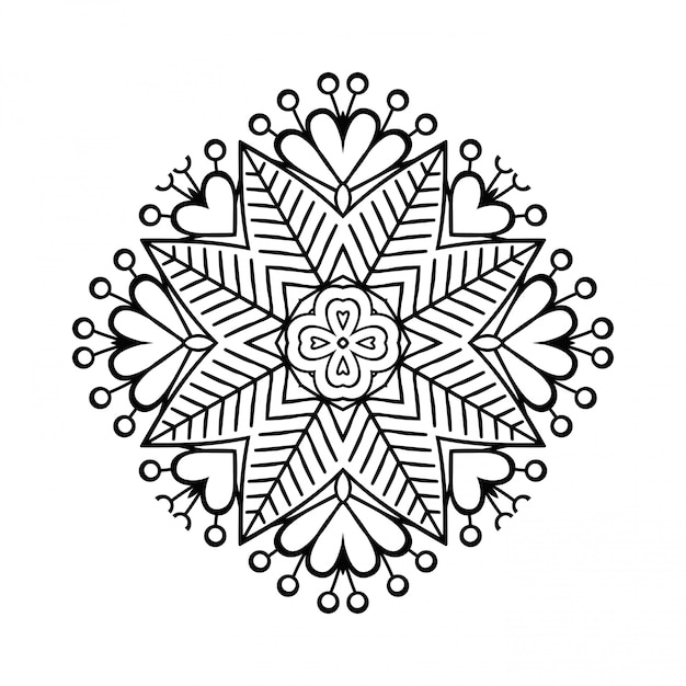 Mandala. Eenvoudige lijn, decoratief element om in te kleuren.