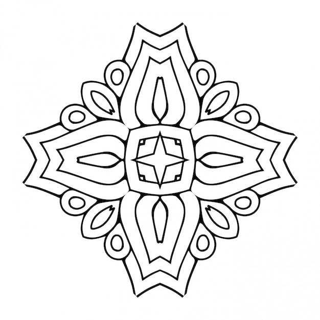 Mandala. Eenvoudige lijn, decoratief element om in te kleuren.