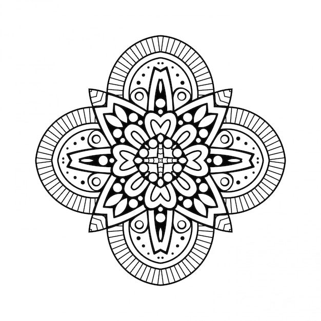 Mandala. Eenvoudige lijn, decoratief element om in te kleuren.