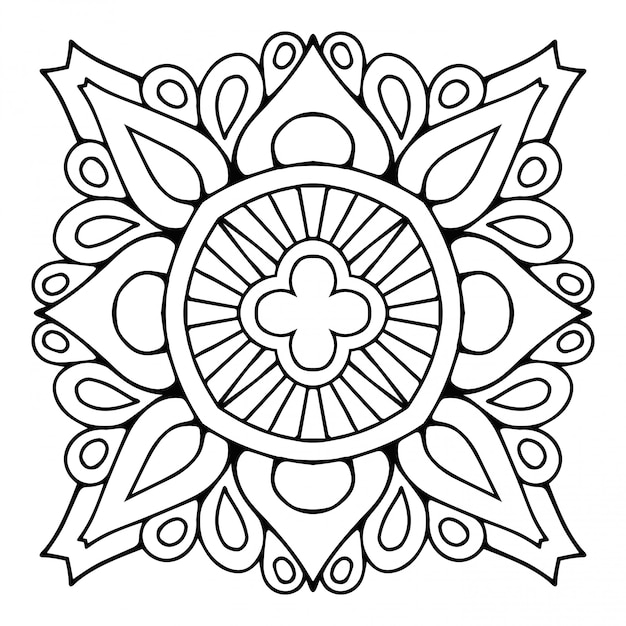 Mandala. Eenvoudige lineart, decoratief element.