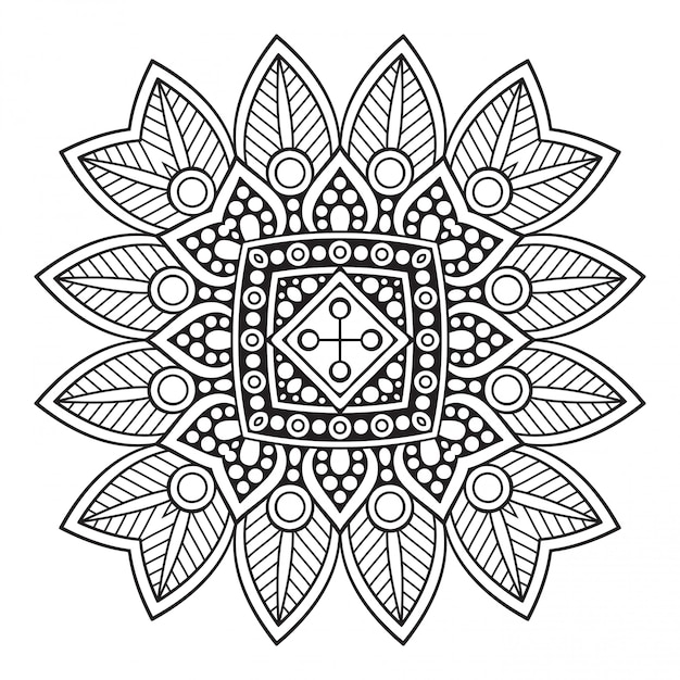 Mandala. Eenvoudige lineart, decoratief element.