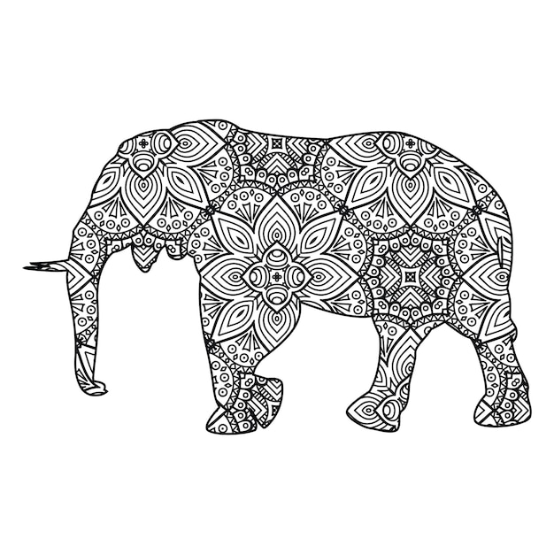 Mandala elephant coloring page for kids