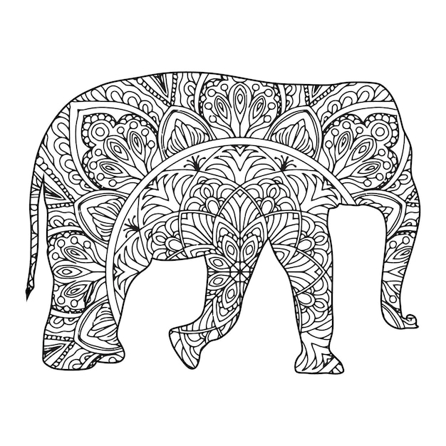 Mandala Elephant Coloring Page For Kids