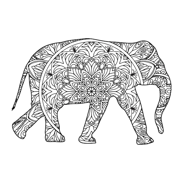 Mandala Elephant Coloring Page For Kids