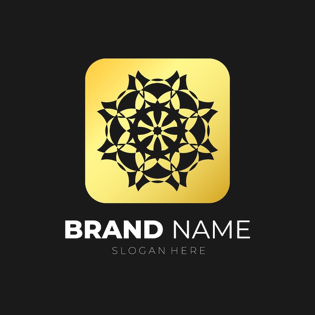 Mandala emblema logo oro vettore