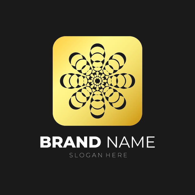 Mandala emblema logo oro vettore